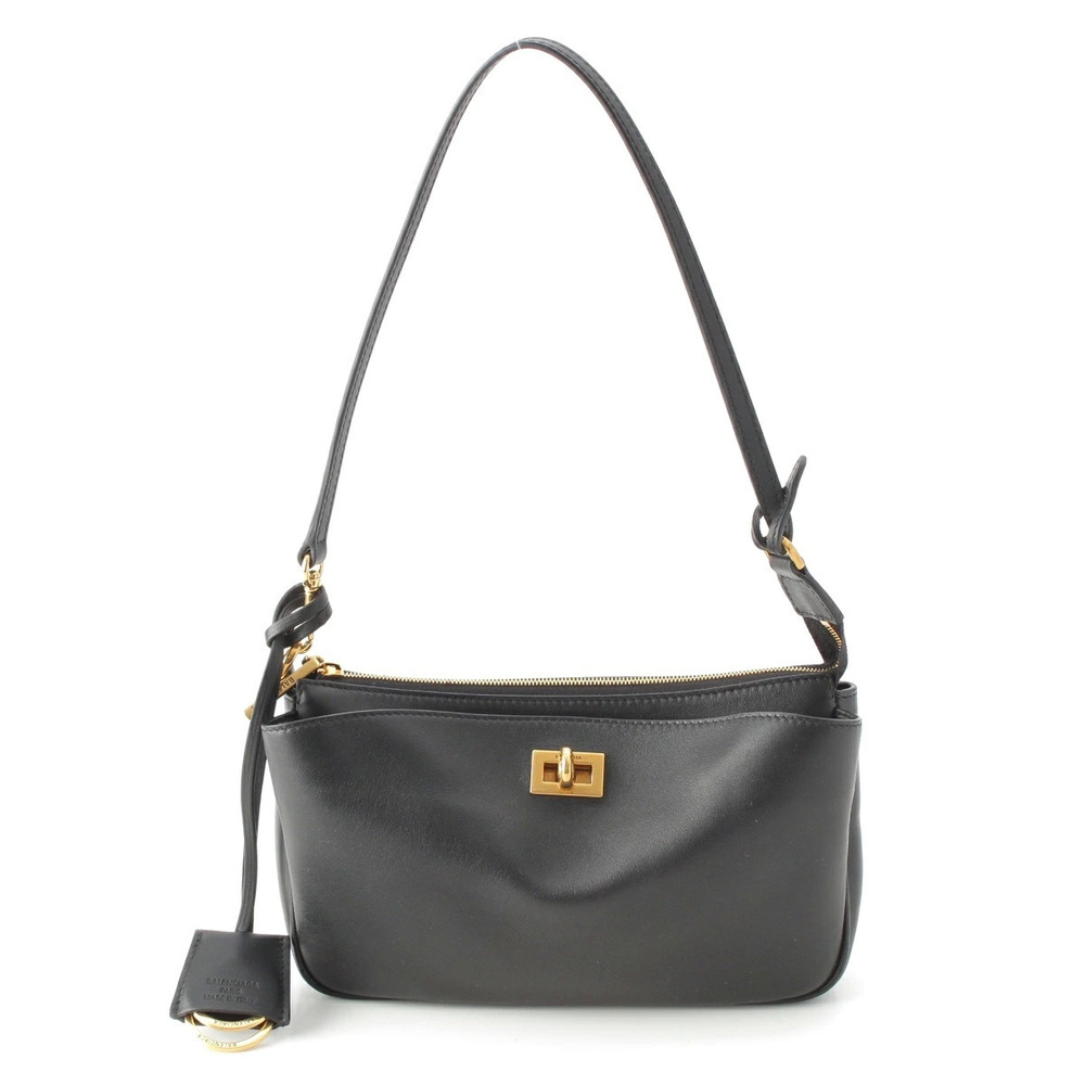 Balenciaga Rodeo Leather Hobo Handbag Black